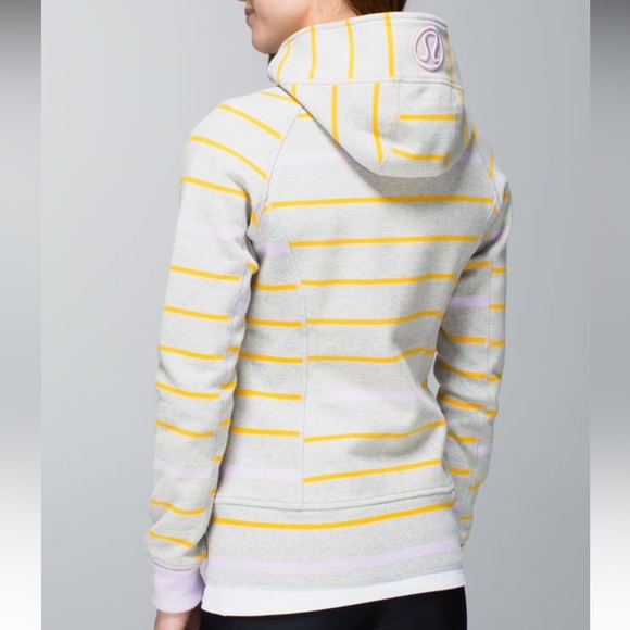 LULULEMON SCUBA HOODIE II-POP STRIPE HEATHERED GREY/BANANARAMA/PRETTY PURPLE-8 - Picture 3 of 9